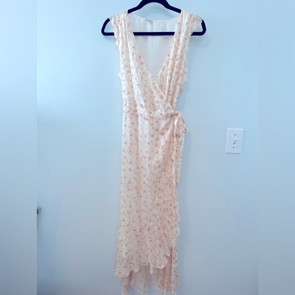 NWOT ECRU Nyongo Ruffle Wrap Tank Floral Dress in peach - size 6 - Picture 3 of 10
